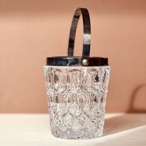 William Adams Italy Silverplate Ice Bucket Cut Crystal Vintage